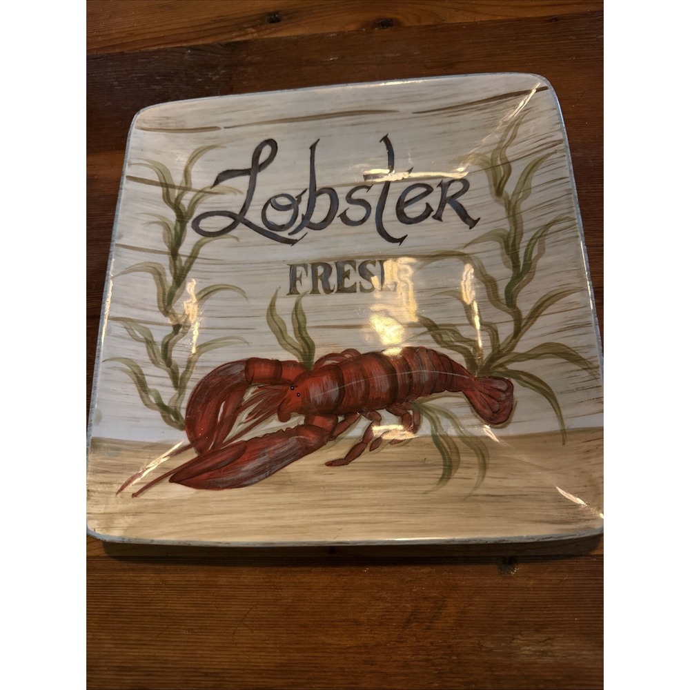 Certified International  Fishermans Square Lobster Plate Kate Mc Rostie 8.75" Sq